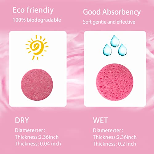 Spunspon 100-Count Facial Sponges Compressed Natural Cellulose Sponge Round Shape Face Sponge for Face Cleansing Exfoliating and Makeup Removal - Image 3