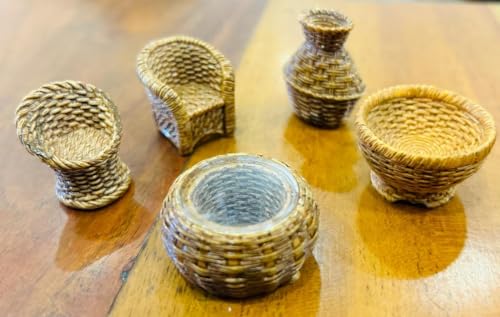 Image of SATYAM KRAFT 4 Set (20 Pcs) Brown Resin Miniature Sofa Set | Decorative Miniature Showpiece for Home, Living Room, Office Table & Car Dashboard | Festive Decoration & Gift for Him /Her |
