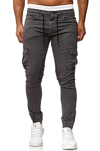 Cassiecy Cargohose Herren Slim Fit Casual Jogger Chino Cargo Hosen Stretch Jogginghose Sporthose Freizeithose mit Taschen Herren Hose (Dunkelgrau,M)