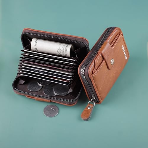 Image of Slim Skinny Fit Card Wallet for Men and Women (6.Button Card Brown)