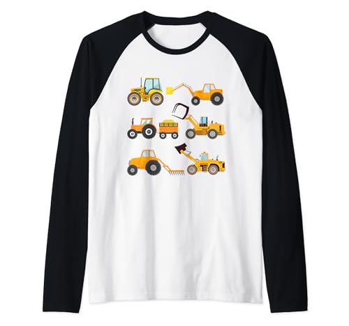 Tractor Farmer Farm Tractor Farming Trucks Kids Boys Men Camiseta Manga Raglan