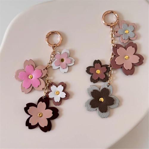 Porte-clés fleur pour sac en cuir élégant au design raffiné - 4