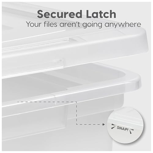 Image of IRIS USA File Box, Plastic File Organizer with Lids for Letter /Legal File, Portable Document Box For Moving, Storage Bin with Durable and Secure Lid, Stackable Nestable BPA-Free, Clear 35 Qt. 8 Pack