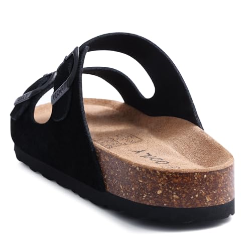Image of ODOLY Unisex Comfortable Cork Footbed Slide Sandals with Arch Support | Adjustable Buckle, Lightweight Summer Sandals for Travel and Everyday Wear