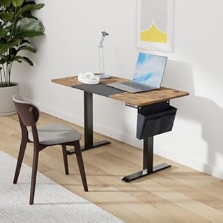 SONGMICS Bureau Électrique Réglable en Hauteur, 120 x 60 cm, Table Assis-debout, Fonction Mémoire 4 Hauteurs, pour Bureau, Télétravail, Marron Rustique et Noir d'Encre LSD015X01