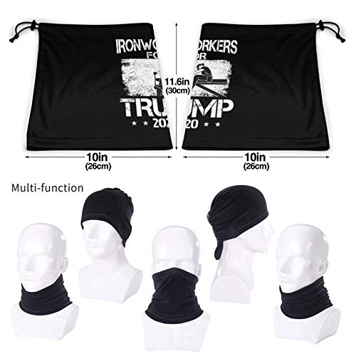 Ironworkers for Trump 2020 Seamless Bandana Face Mask Neck Gaiter Multi-Functional Balaclava Black
