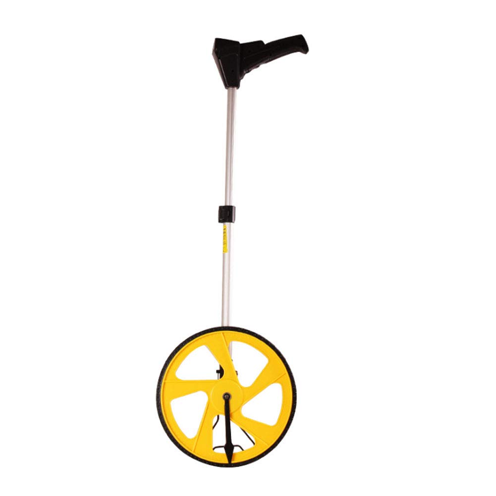 Distancia rueda de medición, de gran diámetro de pantalla digital plegable Distancia rueda de medición con amarillo mango telescópico plegable de la manija, bolsa de almacenamiento