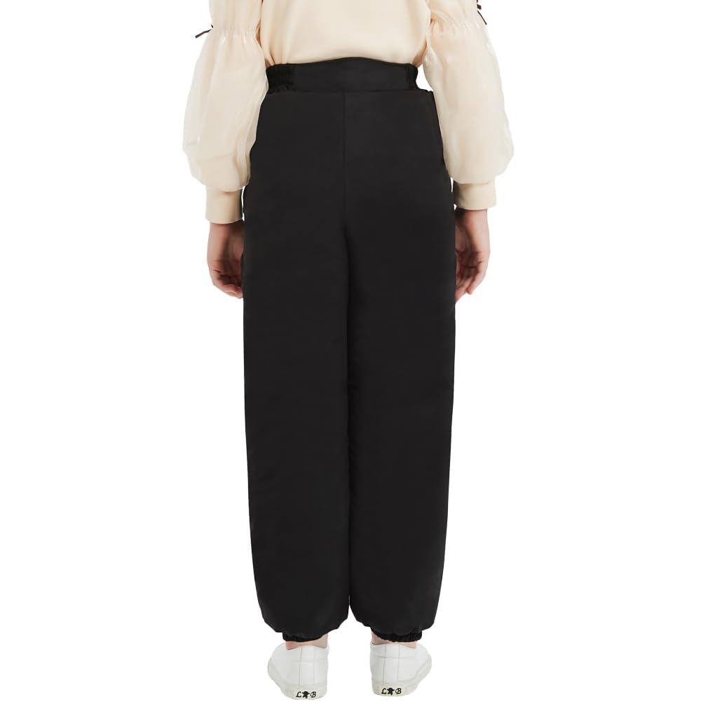 UGREVZ Girls Boys Snow Pants Kids 6-14 Years Old Teen Thick Waterproof Winter Warm Pants?ZMA02Black-8?