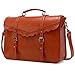 ECOSUSI Briefcase for Women Vegan Leather Laptop Bag 15.6 inch Messenger Bag for School Water Resistant Vintage Satchel Bag Brown