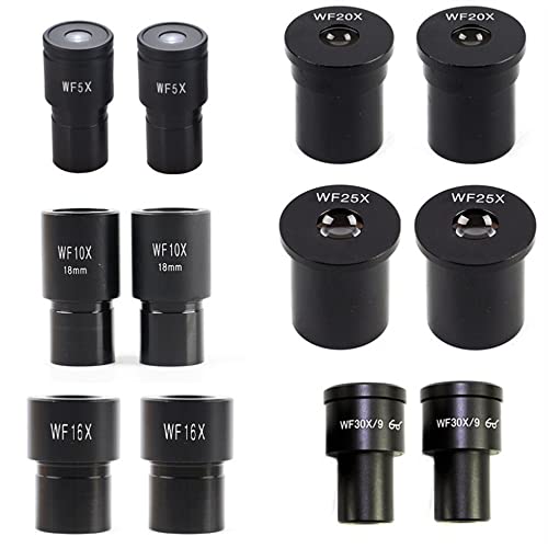 Microscope 2PCS Microscope Wide Angle Eyepiece WF5X WF10X WF16X WF20X WF25X WF30X Interface 23.2mm for Biological Microscope(WF10X)