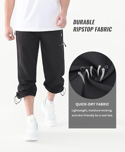 Men's Quick-Dry Hiking Cargo Pants, Lightweight Water-Resistant, Elastic Waist with Zipper Pockets2
