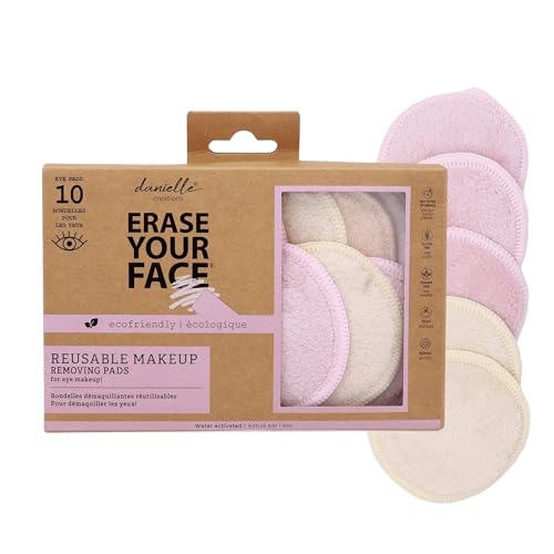 ERASE YOUR FACE Eco-Friendly + Reusable Makeup Remover Cloths - Microfiber Makeup Rounds to Cleanse Skin & Lift Cosmetics - Water Activated Dual Sided Design for Easy Use (10 Count)