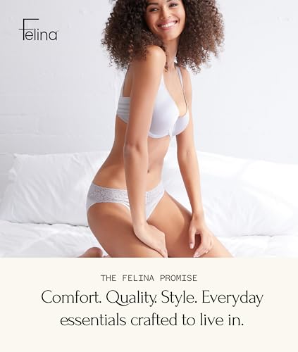 Image of Felina Assorted Color Stretchy Bikini Underwear (5-Pack), Small-Medium, Seamless Panties for Women, Sexy Lingerie, Lace No Show Underwear