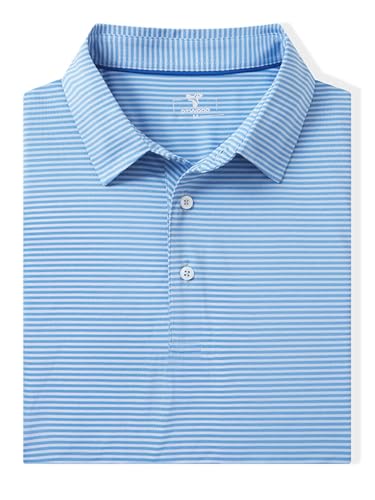 Image of Men' s Golf Shirts Short Sleeve Performance Moisture Wicking Dry Fit Striped Golf Polo Shirts for Men