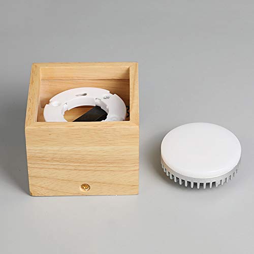 Foco LED de madera para techo de dormitorio panel empotrable cuadrado de 7W regulable 6