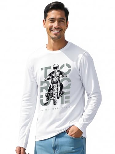 Image of Bewakoof Men's Printed Regular Fit Full Sleeve Round Neck Cotton T-Shirt