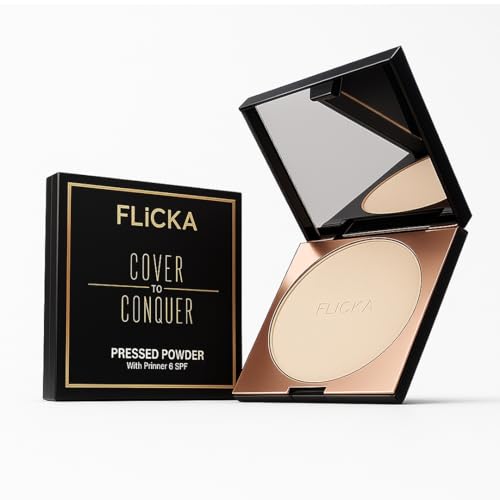 Image of FLiCKA Cover To Conquer Compact Powder For Velvet Matte Finish, Long-Lasting, Smooth Finish| Absorbs Oil, Waterproof Formula, Prevents Creasing| 05 Coffee, 9g