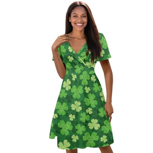 Image of Women's Summer Formal Dresses Short Sleeve Wrap V Neck Dresses Bridesmaid Wedding Guest Dress with Pockets