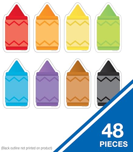 Image of Carson Dellosa 48-Piece Crayon Bulletin Board Cutouts, Large Primary Colorful Crayons Cutouts for Bulletin Boards, Crayon Cutouts Elementary Classroom Decor