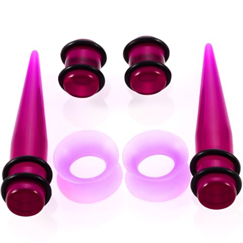 Decentraland 1 SET 14 G-00 G Night Glow Solid Acrylic Ear Tapers Plugs Stretching Kit Hide Silicone Flare Tunnels Cone Stretch Expander Gauges Septum Stretcher Body Piercing Jewelry Women Men - Image 3