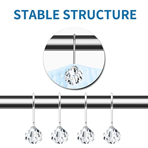 Raymall Acrylic Crystal Shower Curtain Hooks Set Of 12, Rhinestone Shower Curtain Rings Decorative Bling Rust Resistant Bath Hooks Decoration Of Bathroom (Transparent-Monarch) #TOP1