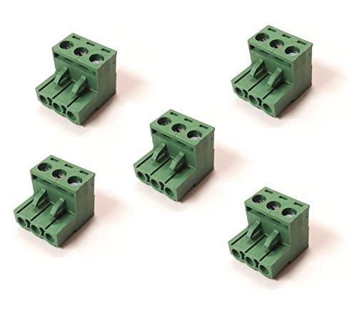 ESPtronics 5 Pcs 3 Pin Right Angle Screw Terminal Block Female Connector 300V/15A, 28-12 AWG 5085 Plug in Type Screw Terminal Connector - 5.08mm XY2500 Connector (B0BM7F51YQ) Amazon Price History, Amazon Price Tracker