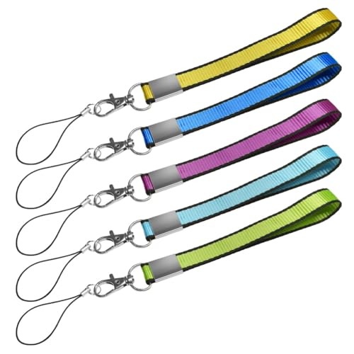 5 pcs Hand Wrist Straps Lanyards, Colorful Wristlet Lanyard for Mobile Phone Camera Car Key USB Flash Drive Wallet ID Card Badge Name Tag Flashlight Outdoor Portable Water Cup whistle walkie-talkie