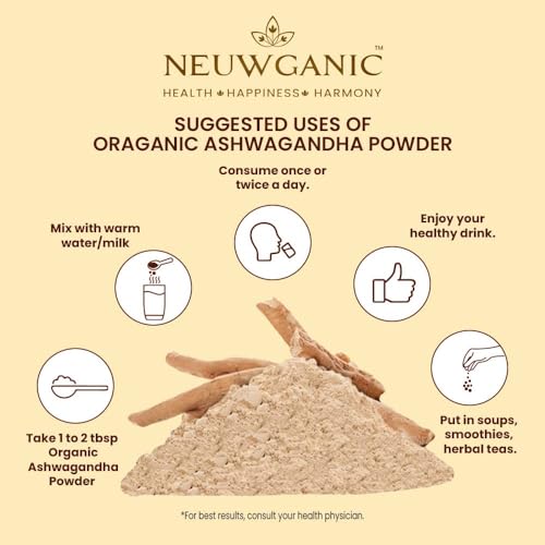 Image of Organic Ashwagandha Powder (Root) - Ashwagandha Churna - Important for Vitality & Strength - 190 Gm - Pack of 3