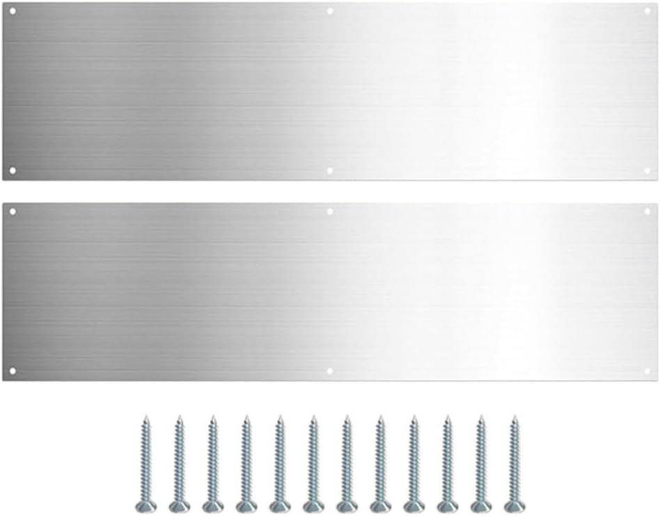 1 Set Door Kick Plate Kick Plate Interior Exterior Doors Satin Nickel Finish Easy Installation Screws Included