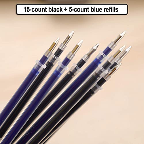 Misibao Gel Ink Rollerball Pens Refills 15 Black Ink And 5 Blue Ink Pens Medium Point Pen Refill, Pack Of 20 #TOP2