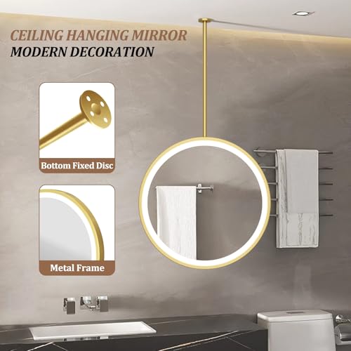Miroir suspendu rond LED tactile réglable pour optimiser l'espace