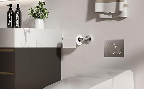 Top Taste Brushed Nickel Toilet Paper Holder Wall Mount, Double Post Pivoting Toilet Paper Roll Holder,Sus304 Stainless Steel Adjustable Toilet Tissue Holder Large Mega Roll Holder #TOP3