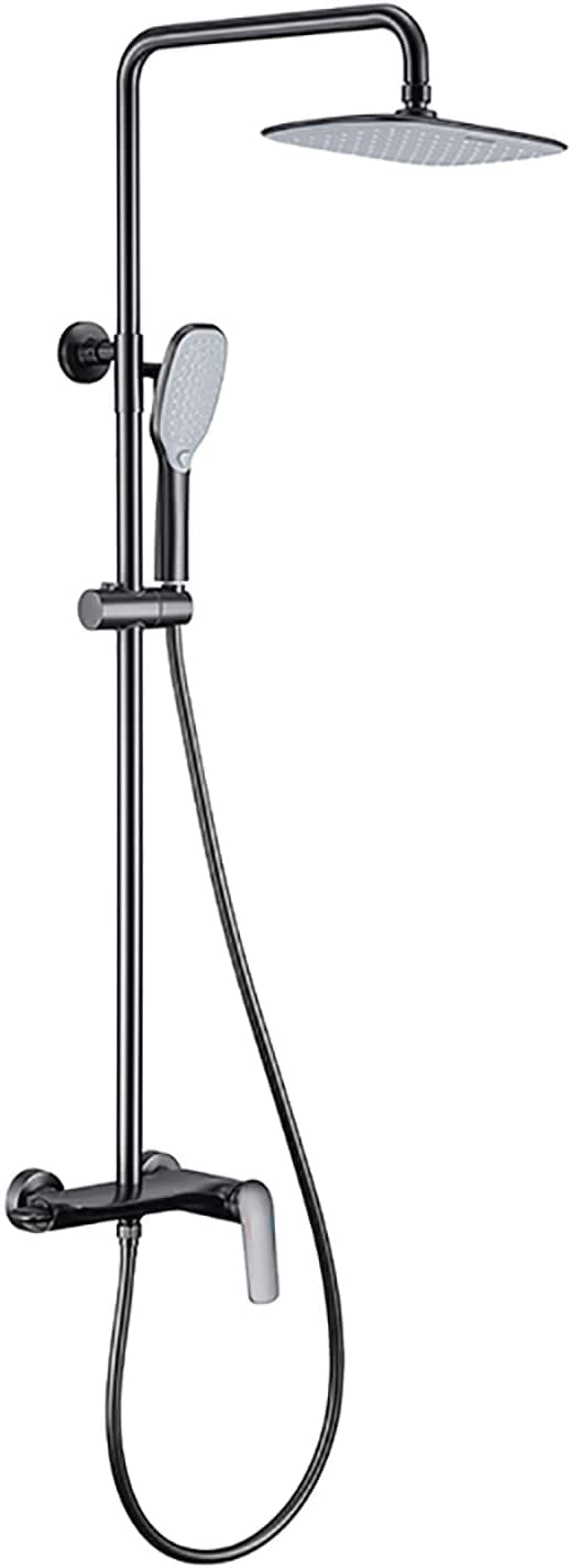 WXPGFEQ Shower System Wall Mounted Shower Faucet Set 10 Inches Shower Combo Set Single Handle Rain Mixer Combo Set with Hidden Tub Spout, Rain Shower Head, Handheld Shower Head,White