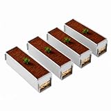 Eyoulife Tiramisu Form 4er Set 42x10x6cm Aluminiumlegierung Backrahmen Rechteckig Verstellbar mit Abnehmbarem Seitenteil Antihaftbeschichtet für Käsekuchen Mousse & Backen