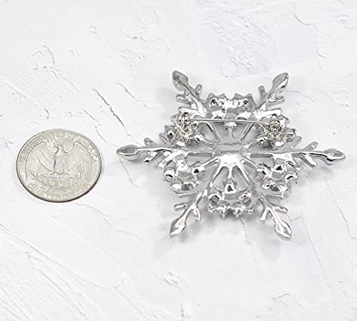 Gyn&Joy Women's Aqua Blue Austrian Crystal Snowflake Brooch Pin Holiday Winter Silver-Tone Bz188 #TOP5