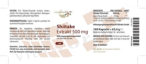 Shiitake 500mg gélules Vita World la solution naturelle contre la fatigue passagère