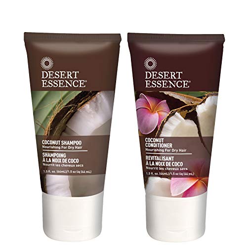 Desert Essence - Shampooing et Revitalisant à la noix de coco - Format Voyage - Pack duo - 2 x 44mL