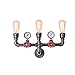 OYI Antique Wall Sconces, 3 Lights Rustic Wall Light Fixture Retro Water Pipe Style Copper Wall Mounted Lamp E26 Socket