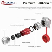 CNLINKO DH-24 4 Polig Industrielle Wasserdichte Steckverbinder, IP68 Rundsteckverbinder, Hartmetall Anti-Interferenz Gehäuse, Schnellsteck Aviation-Stecker, M24 Panel Montage-Flanschbuchse – Ansicht 4