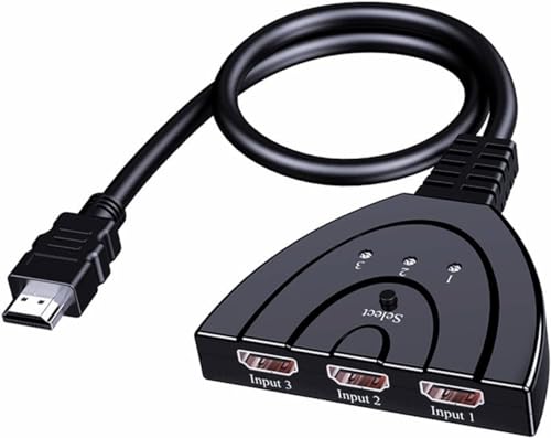 Switch HDMI 4K@30Hz, Sdoppiatore HDMI Switch 3 in 1 out, Supporta HDCP 2.2 4K 3D e 1080P, HDMI Splitter Per TV, Fire Stick,Decoder DVB-T2, PS5/4/3,SKYQ Xbox