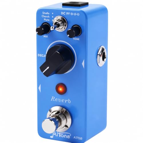 AITONE Guitar Reverb Pedal Mini Digital Metal Effect Pedal with 3 Modes Church Plate Studio 32 bit Audio True Bypass for Electric Guitar (AT-02)