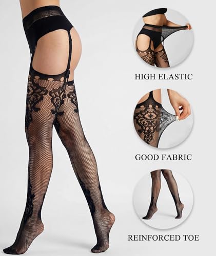 Image of Chalier Fishnet Stockings Lace Tights Thigh High Stockings for Women