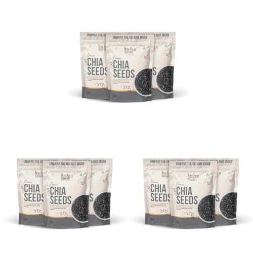 Image of KitchenSmith Premium Chia Seeds - Pack of 9 (200gm Each) | Raw Chia Seeds For Eating | Natural Plant-Based Seeds | Omega-3 Source | Everyday Superfood Use | Clean & Versatile Pantry Essential