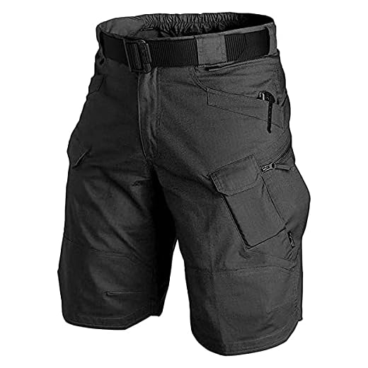 YAXHWIV Mens Tactical Shorts 11" Waterproof Hiking Fishing Breathable Quick Dry Cargo Short Shorts Regular(NO Belt) Black