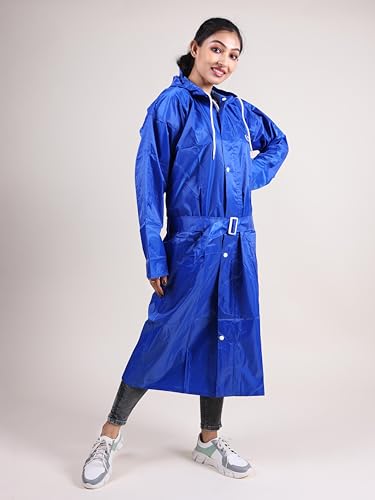 Image of Rupa Rainsuit Women Waterproof PVC Raincoat with Hood & Carry Bag | Lightweight Rainwear for Women with Front Zip | Solid Color | Standard Length | Pack of 1