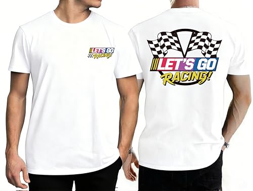 Racing Shirts for Men Let's Go Checkered Flag Graphic Tee