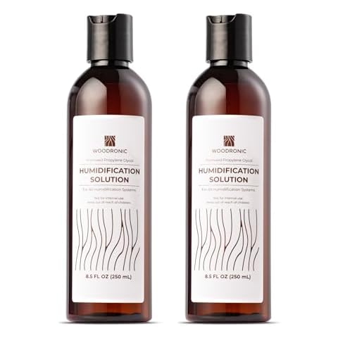 Woodronic Humidor Solution, Propylene Glycol for Cigar Humidifiers, 2-Pack Cigar Humidor Accessories Humidity Control at 70% Relative Humidity, Safe and Non-Toxic, 500 ml Cover