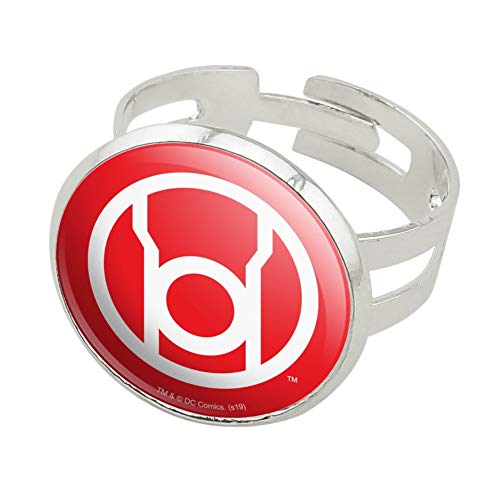 GRAPHICS & MORE Green Lantern Blackest Night Red Lantern Logo Silver Plated Adjustable Novelty Ring