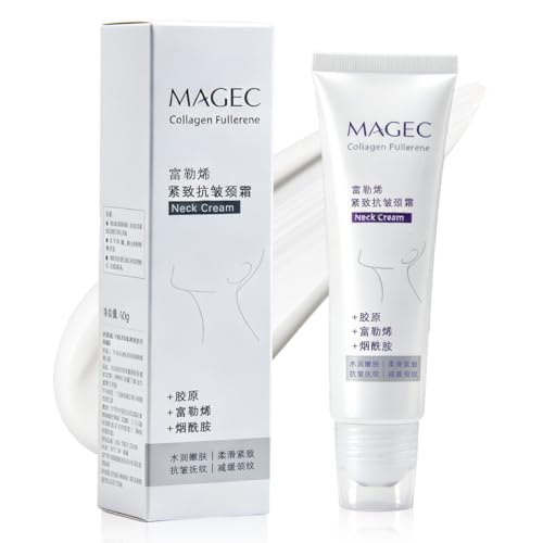 Magic Collagen Fullerene Neck Cream Magec Cream Tighten and Lift Firming Neck Cream for Crepey Skin Collagen Neck Cream with Five Rollers Wrinkles and Tightening for Skin Types(1 PCS)