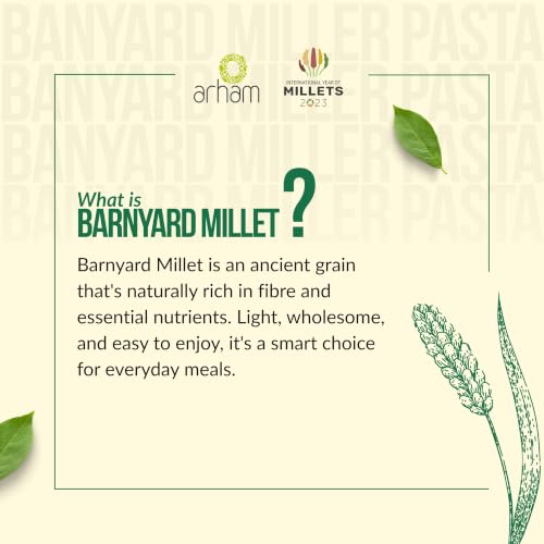 Image of Arham Organic Banyard Millet Pasta 180g | Healthy No Maida Pasta | Non-GMO, No Preservatives, Chemical-Free | High Fiber & Protein | Easy & Quick to Cook